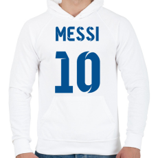 PRINTFASHION Messi 10 kék - Férfi kapucnis pulóver - Fehér