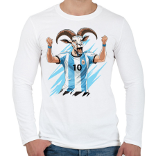 PRINTFASHION Messi a GOAT - Férfi hosszú ujjú póló - Fehér férfi póló