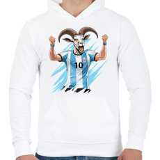 PRINTFASHION Messi a GOAT - Férfi kapucnis pulóver - Fehér