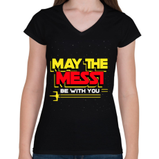 PRINTFASHION MESSI BE WITH YOU - Női V-nyakú póló - Fekete