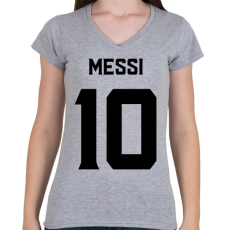 PRINTFASHION MESSI BLACK - Női V-nyakú póló - Sport szürke