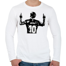PRINTFASHION Messi - Férfi hosszú ujjú póló - Fehér férfi póló