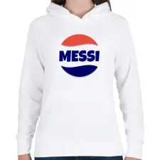 PRINTFASHION MESSI - Női kapucnis pulóver - Fehér női pulóver, kardigán