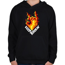 PRINTFASHION Metál láng - Gyerek kapucnis pulóver - Fekete gyerek pulóver, kardigán