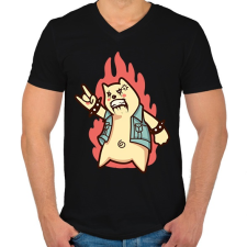 PRINTFASHION Metal maci - Férfi V-nyakú póló - Fekete férfi póló