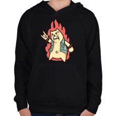 PRINTFASHION Metal maci - Gyerek kapucnis pulóver - Fekete