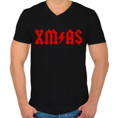 PRINTFASHION Metal XMAS - Férfi V-nyakú póló - Fekete
