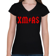 PRINTFASHION Metal XMAS - Női V-nyakú póló - Fekete női póló