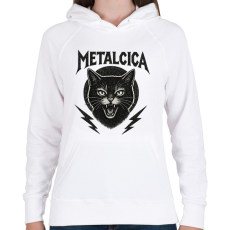 PRINTFASHION metalcica bw - Női kapucnis pulóver - Fehér