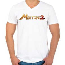 PRINTFASHION Metin2 logo - Férfi V-nyakú póló - Fehér