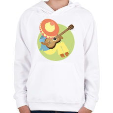 PRINTFASHION Mexikó-sombrero-gitár - Gyerek kapucnis pulóver - Fehér