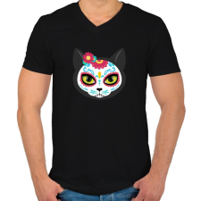PRINTFASHION Mexikói cukorkoponya - Férfi V-nyakú póló - Fekete férfi póló