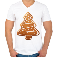 PRINTFASHION Mézeskalács fenyő - Férfi V-nyakú póló - Fehér férfi póló