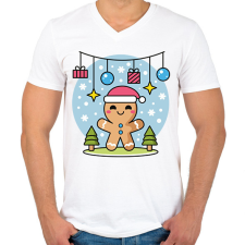 PRINTFASHION Mézeskalács - Férfi V-nyakú póló - Fehér férfi póló