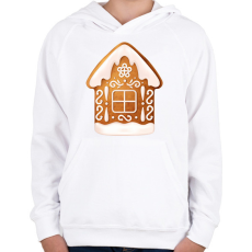 PRINTFASHION Mézeskalács ház - Gyerek kapucnis pulóver - Fehér