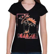 PRINTFASHION Miami  - Női V-nyakú póló - Fekete