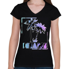 PRINTFASHION Miami - Női V-nyakú póló - Fekete női póló