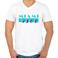 PRINTFASHION Miami Vice - Férfi V-nyakú póló - Fehér férfi póló