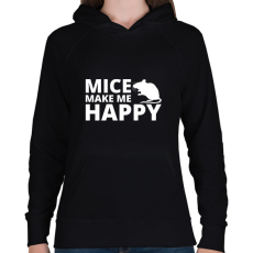 PRINTFASHION Mice make me happy - Női kapucnis pulóver - Fekete