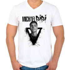 PRINTFASHION Michael Bibi - Férfi V-nyakú póló - Fehér férfi póló