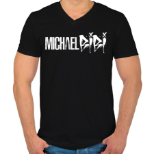 PRINTFASHION Michael Bibi - Férfi V-nyakú póló - Fekete férfi póló