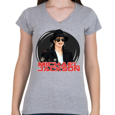 PRINTFASHION michael jackson 1 - Női V-nyakú póló - Sport szürke