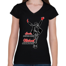 PRINTFASHION Michael Jackson - Annie - Női V-nyakú póló - Fekete női póló
