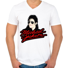 PRINTFASHION michael-jackson - Férfi V-nyakú póló - Fehér férfi póló