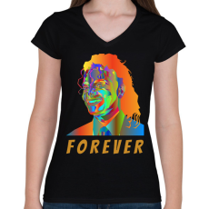 PRINTFASHION Michael Jackson - Női V-nyakú póló - Fekete