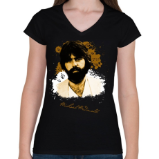 PRINTFASHION Michael McDonald - Női V-nyakú póló - Fekete