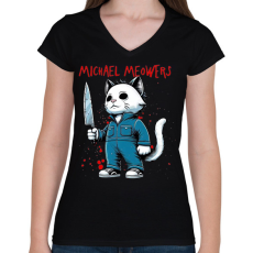 PRINTFASHION Michael MEOWers - Női V-nyakú póló - Fekete