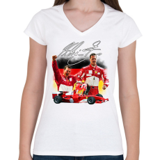 PRINTFASHION Michael Schumacher - Női V-nyakú póló - Fehér