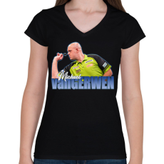 PRINTFASHION Michael van Gerwen - Női V-nyakú póló - Fekete