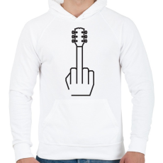 PRINTFASHION Middle finger - Gitáros minta - Férfi kapucnis pulóver - Fehér