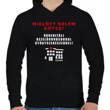 PRINTFASHION MIELŐTT BELÉM KÖTSZ - Férfi kapucnis pulóver - Fekete férfi pulóver, kardigán