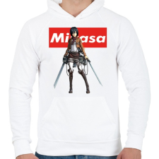 PRINTFASHION Mikasa Ackerman - Férfi kapucnis pulóver - Fehér férfi pulóver, kardigán