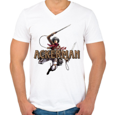 PRINTFASHION Mikasa minta (AOT) - Férfi V-nyakú póló - Fehér férfi póló