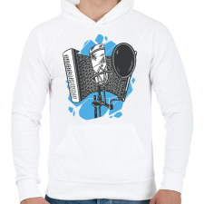 PRINTFASHION Mikrofon - Férfi kapucnis pulóver - Fehér férfi pulóver, kardigán