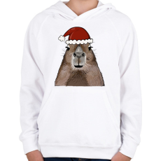 PRINTFASHION Mikulás Capybara - Gyerek kapucnis pulóver - Fehér