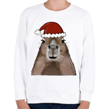 PRINTFASHION Mikulás Capybara - Gyerek pulóver - Fehér gyerek pulóver, kardigán
