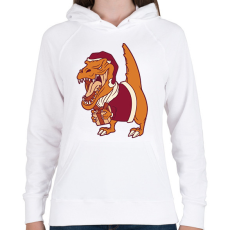 PRINTFASHION Mikulás dínó - Női kapucnis pulóver - Fehér