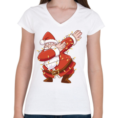 PRINTFASHION Mikulás dub - Női V-nyakú póló - Fehér