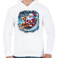 PRINTFASHION Mikulás - Férfi kapucnis pulóver - Fehér férfi pulóver, kardigán