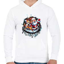 PRINTFASHION Mikulás - Férfi kapucnis pulóver - Fehér férfi pulóver, kardigán