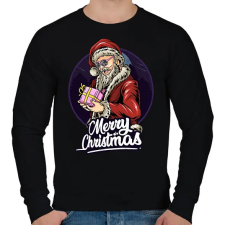 PRINTFASHION mikulás - Férfi pulóver - Fekete férfi pulóver, kardigán