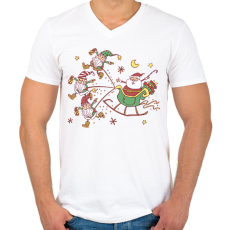 PRINTFASHION Mikulás - Férfi V-nyakú póló - Fehér