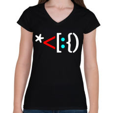 PRINTFASHION Mikulás hangulatjelek - Női V-nyakú póló - Fekete