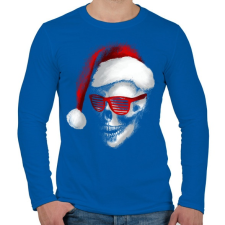 PRINTFASHION Mikulás koponya - Férfi hosszú ujjú póló - Királykék férfi póló