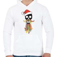 PRINTFASHION Mikulás koponya - Férfi kapucnis pulóver - Fehér férfi pulóver, kardigán