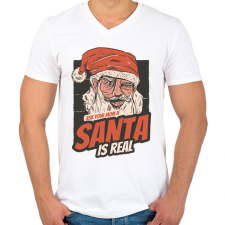 PRINTFASHION Mikulás létezik - kérdezd meg anyát - Férfi V-nyakú póló - Fehér férfi póló